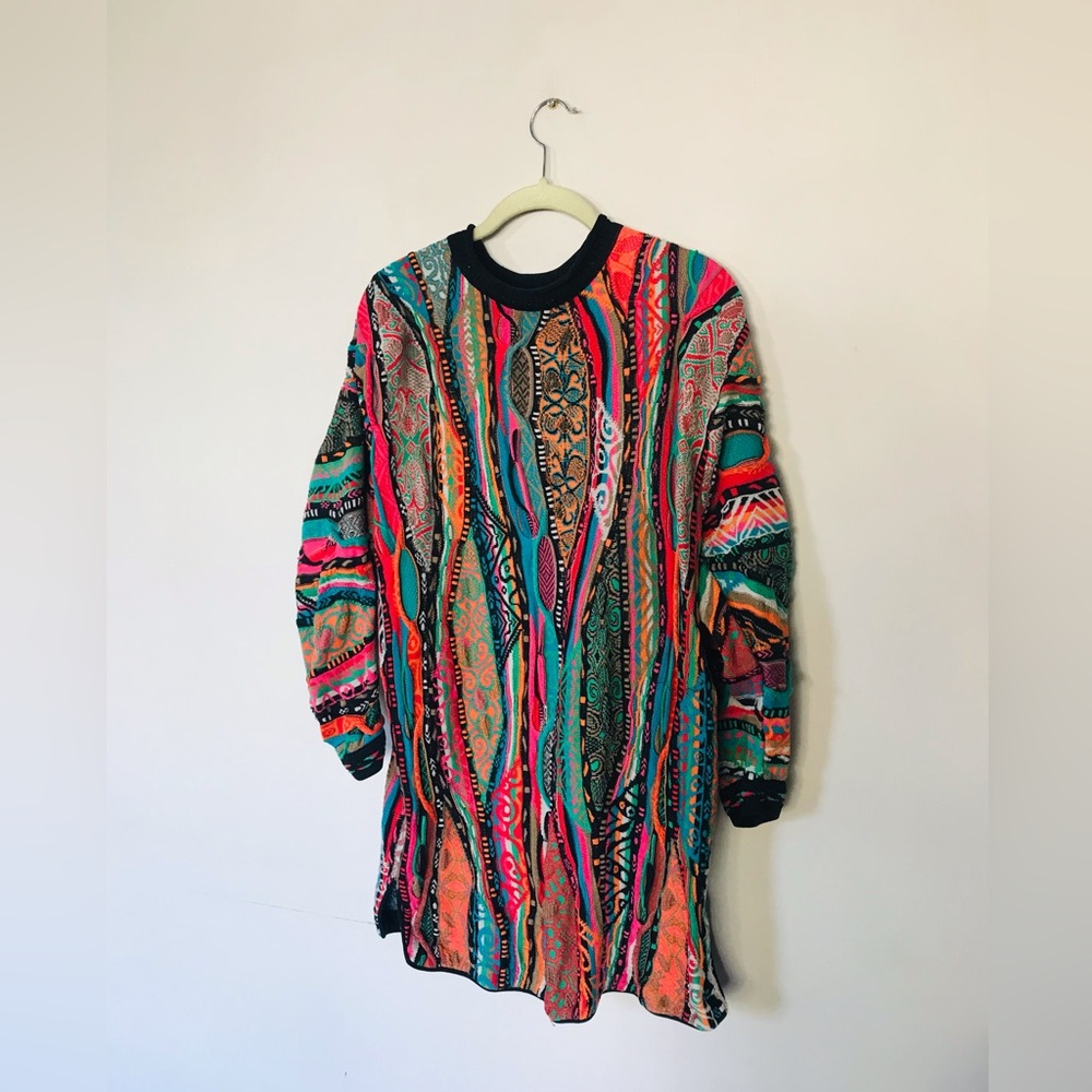 Coogi Australia Vintage Cotton 3D Knit  Rare Multicolor tunic / dress | large